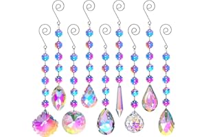 HDCRYSTALGIFTS 9 Pack Sun Catchers,Rainbow Maker Crystal Suncatchers For Window Hanging Ornaments Colorful Glass Wind Chimes Kit Prism Pendant for Home,Chandeliers,Garden,Christmas Tree Decoration