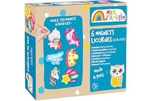 MAIN D'ARTISTE - Kit de Creación de Imanes de Animales - Manualidades - 730203 - Moldeado - Pintura - Yeso - Nevera - Creatividad - Actividades Manuales - Kit Completo - A partir de 5 años