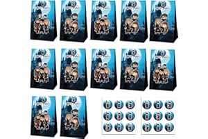 NDZYDXW 12PCS Bolsas de Haarry Pootter Regalo, con 18 Pegatinas de Haarry Pootter,Bolsas de Papel para Fiesta Infantiles,Bolsas Dulces, Bolsas Kraft para Fiesta Celebraciones,Cumpleaños,Halloween,Navidad