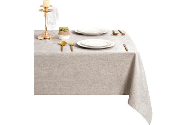 DWCN linne sten bordsduk utomhus väderbeständig linneutseende tvättbar | bordslinne vattenavvisande bordsduk för matsal, trädgård, fest, bröllop eller hushåll, 110 x 110 cm