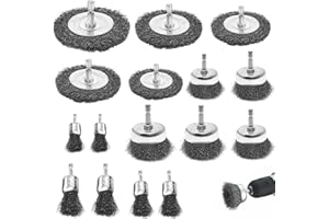 LQGTQO 16 Pièces Brossebrosse Metallique pour Perceuse, 6mm Fil D'acier Drill Brush, Avec Tige Hexagonale Brosse En Fer, pour Meuleuse, L'éLimination de La Rouille, Corrosion, Peintur