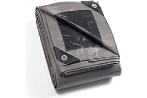 GUARD SHIELD Bâche de Protection Bâche Imperméable étanche 4x4m Gris/Noir 160g/m² Polyéthylène Bâches UV Résistant avec œillets