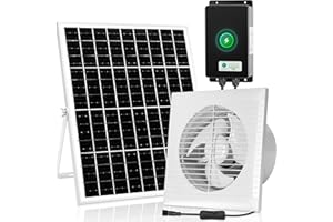 blessny Solar Extractor Fan Rechargeable 25W 200mm Solar Vent Fan with 66.6Wh Battery Backup for Outdoor Greenhouse, Chicken Coop, Shed, Pet House