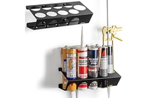 etterr | Support mural pour cartouches en silicone et pistolet | 8 trous + 1 pistolet | 100 % acier renforcé | Organisateur étagère étagère atelier garage van | Fabriqué en Europe | 33 x 20 x 10 cm