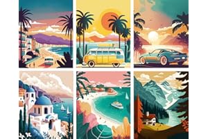 ELETIFFI Diamond Painting Pintura Diamante Diamantes 6 Piezas Kit Completo Paisajes Cuadros Decoracion Salon Hogar Habitacion Pared Manualidades Adultos Niños Años Detalles Cumpleaños Regalo 5d 40×30 Diy