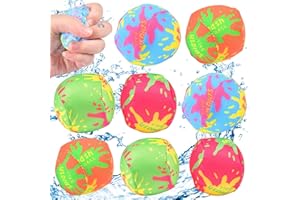 QOOLOO 8Pcs Balles à Eau Réutilisables,Splash Ball,Bombe à Eau Splash Balles,Boules à Bombes à Eau,Jouets Aquatiques Enfants en Plein Air,pour Enfants,Jeu de balles Amusantes pour Piscines et Trampolines