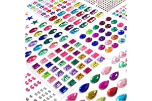 SALEEPENDENT 1782 Stück Glitzersteine Selbstklebend, Selbstklebende Acryl Schmucksteine, Bunt Strasssteine DIY Handwerk Grußkarten, 14 Blätter In Verschiedenen Größen.