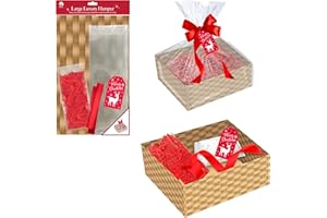 QUICKDRAW Make Your Own Christmas Hamper Kit Gift Box Basket Complete DIY Set with Ribbon Tissue & Cello Wrap - Large