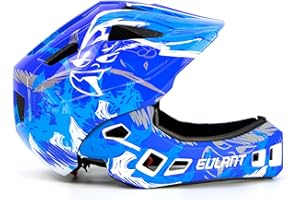 EULANT Casque de Vélo pour Enfants, Casque Intégral avec Mentonnière pour Garçons et Filles,Casque de Protection pour Vélo BMX Scooter Moto Downhill Hoverboard,Poids Léger & Amovible