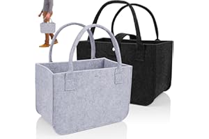 PUWOWYE Pack of 2 Felt Bags Shopper, Felt Bag, Large 20 L, Foldable Shopping Bag, Felt Bag for Toys, Shopping, Going Out, Storage, 30x18x20cm