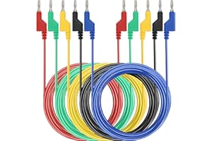 IGNPION 5pcs 4mm Câble de test en silicone souple banane à fiche banane pour multimètre longueur de 3M,1000V/15A