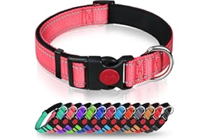 Taglory odblaskowa, nylonowa obroża dla psa z klamrą bezpieczeństwa, regulowana obroże dla zwierząt domowych z miękką wyściółką z neoprenu, dla małych / średnich i dużych psów