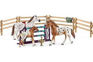 Schleich 42433 Horse Club – Entraînement au Concours du Horse Club, Coffret avec 17 éléments Inclus Dont 3 Chevaux, Coffret Figurines pour Enfants dès 5 Ans