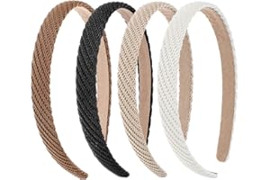 KFHENSOMR 4 Stück Trendige Stirnbänder, Haarreifen Damen Elegant, Dünnes Haarband für Damen und Mädchen (Schwarz/Braun/Kaffee/Beige)