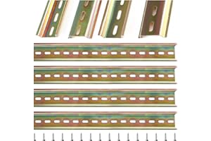 VooGenzek 4 PCS DIN Mounting Rail C45, with 16 Screws, for DIN Rail Terminal Series and Contactor, 35 * 300 mm, Alloy Steel