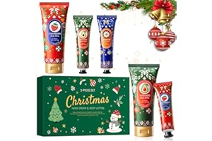 Allony Crema Mani Set, 3 Pezzi Creme Mani Natalizie Natale, 2 Pezzi Creme Corpo Profumate, Regali Donna Natale, Crema Mani Corpo Idratante Pelle Secca per Vacanze Della Festa Di Compleanno di Natale