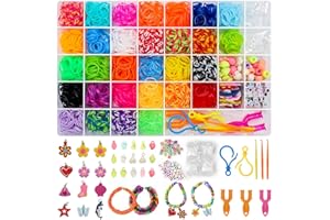 UUEMB Elastici per Braccialetti, 2500+ Bracciale Elastici Colorati Loom Bands Kit 40 griglia, Fai Da Te Bambina Elastico di Gomma Bracciale Lavorare a Maglia Fare Braccialetti Perline Giocattolo Regalo