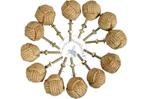 AASIYA NAUTICAL Juego de 12 pomos de cuerda de yute náuticos para cajones
