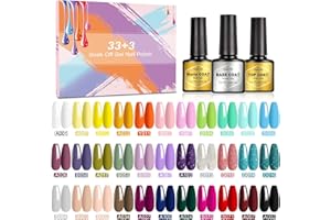 Smalto Semipermanente- NAILMASHA 36 Pcs Smalti Semipermanenti per Unghie in Gel con Base e Top Coat, Matt Top, Popolare Pastello Nero Bianco Nudo Neon Glitter Smalto per Unghie in Gel, 8ml