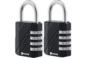 IMURZ 2 Pack Combination Padlocks 4 Digit Locker Lock Outdoor Waterproof Padlock for School Gym Locker, Sports Locker, Fence, Toolbox, Gate, Case, Hasp Storage (Black)