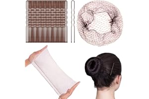 URAQT Redecilla Pelo, 35pcs Redecilla Moño Ballet Niña con Borde Elástico y 45pcs Hebillas, Red para el Cabello Invisible de Nylon Marrón, Accesorio de Peinado para Fijar Pelo en Cabeza de Ballet Café