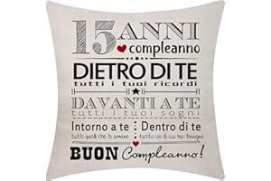 AOCASO Regalo di 15° compleanno per adolescenti Ragazze Ragazzi Copri cuscino per 15 anni 15° compleanno Buon compleanno Ispiratore Copri cuscino di compleanno per sorella amici figlia figlio nipote(15)