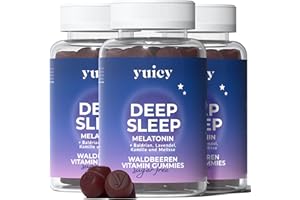 ‎YUICY yuicy Melatonin Gummies – Hochdosiert & Ohne Zucker – Sleep Gummies mit Melatonin & Baldrian für kürzere Einschlafphase, vegan, 180 Stk.