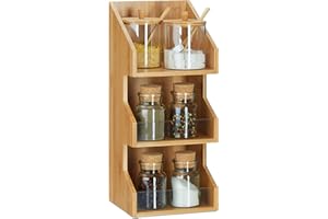 Relaxdays Organiseur en bambou 3 casiers compartiments bureau cuisine épices étagère boîte HxlxP: 41 x 18 x 17cm, nature