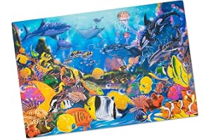 Melissa & Doug Underwater Ocean Floor Puzzle (48 pcs, 2 x 3 feet) Toddler Floor Puzzle, Ocean Animals Puzzle for Kids 3+ - FS