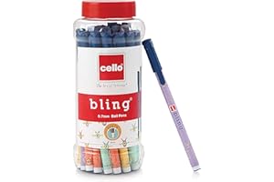 Cello Bling Pastel Ball Pen | Blue Ball Pen | Jar of 25 Units | Best Ball Pens for Smooth Writing | Ball Point Pen Set | Pens