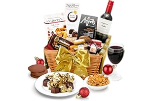 Christmas Red Wine Gift Basket - Windermere Wine Gift Set with Shortbread, Artisan Chocolates, Gourmet Jam - Luxury Christmas Hampers for Men & Women, from Regency Hampers