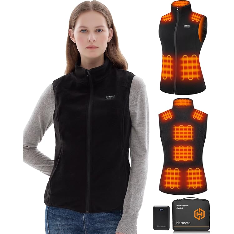 HILLSLTR Verwarmd vest, fleece verwarmingsvest voor dames, met powerbank, 7,4 V, 12000 mAh, verwarmingsvest met 8 verwarmingszones, verwarmd vest met 3 temperaturen, warmtevest voor ski/motorfiets HILLSLTR Verwarmd vest, fleece verwarmingsvest voor dames, met powerbank, 7,4 V, 12000 mAh, verwarmingsvest met 8 verwarmingszones, verwarmd vest met 3 temperaturen, warmtevest voor ski/motorfiets