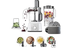 Kenwood FDP65.860WH food processor with 9 attachments. Express Serve and Dice, 1.5L Jug blender and mini chopper, White