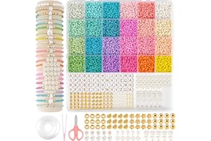 HOLDLEAF Lot de 24 perles de 3 mm de couleur pour bracelets - 12 000 macarons à enfiler - Perles en verre colorées