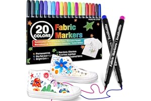 ANYUKE 20 Textile Pens Machine Washable Textile Markers Fabric Paint Pens Washable Fabric Paint Permanent Fabric Paint Pens for T-Shirts, Shoes, Fabric Bag, DIY Crafts
