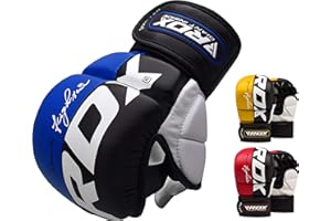 RDX Gants MMA pour Art Martiaux D’entraînement, Maya Hide Cuir Kickboxing Gant, Parfaite pour Grappling, Muay Thai, Sparring, Formation, Sac de Frappe et Combat Libre Training Gloves
