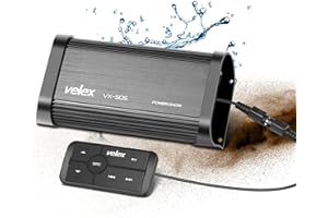 VELEX Amplificateur Bluetooth marin 4 canaux Classe D Amp stéréo sur les bateaux UTV ATV Golf Chariots et voitures