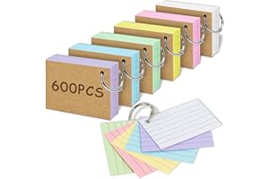 ANSTEEP 600PCS Linierte Karteikarten, A8 Lernkarten mit Ring in der praktischen Lernbox, vokabelkasten Karteikarte für Englisch Vokabeln, Formeln und Notizen