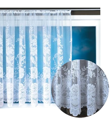 Gordijnen Store Jacquard Fabio HxB 145x300 cm plooiband universele band wit cirkelpatroon transparant voile gordijn woonkamer, 13143 Gordijnen Store Jacquard Fabio HxB 145x300 cm plooiband universele band wit cirkelpatroon transparant voile gordijn woonkamer, 13143