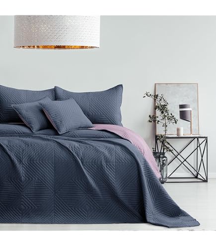 Textilia Misouri - Couvre-Lit Mauve Lilas 250 X 270 Cm, Doux Et Élégant Pour Lit Double