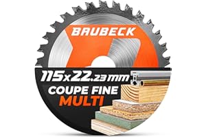 BAUBECK Disque bois flexible 115 mm, 36T, 1,9 mm – coupe dans le bois, aluminium & métal, lame pour meuleuse d’angle 115, lame 115 mm pour meuleuse d’angle