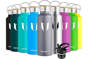 Super Sparrow Butelka na wodę ze stali nierdzewnej - 350 ml / 500 ml / 620 ml / 750 ml / 1L - Izolowana próżniowo metalowa butelka na wodę - Kolba bez BPA ze słomką do pracy, siłowni, podróży, sportu