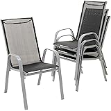 Nexos 4er Set Gartenstuhl Stapelstuhl Stapelsessel Hochlehner Terrasse anthrazit
