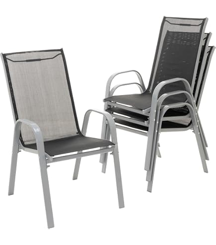 Outsunny Gartenstühle, 2 Stück – Stapelbar, Mit Netzgewebe & Aluminium-Rahmen