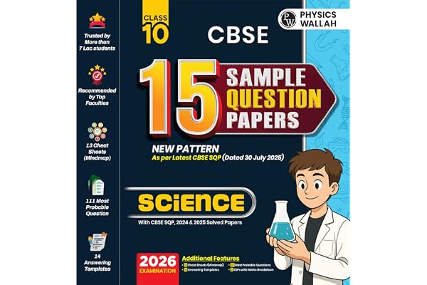 PW CBSE Sample Paper Class 10 2025-26 Science 15 New-Pattern Papers per Subject + 111 most probable question Solved & Unsolved Paperback 13 August 2025