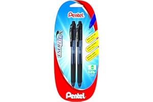 Pentel EnergelX BL107 Lot de 2 rollers à encre gel Pointe 0,7 mm Noir