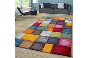 TT Home Tappeto Camera Da Letto Soggiorno Pelo Corto Moderno Disegno Geometrico Screziato 3D Colorato, Colore:Multicolore, Dimensione:60x110 cm