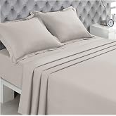 VISION - Flat Sheet - 100% Cotton - Colour: Beige - 270 x 300 cm - Double Bed - Natural Fibres - Dense Weave - Soft and Breat