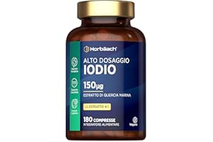 HORBÄACH Iodio 150 mcg | 180 Compresse Vegane | Facili da Deglutire | Iodio e Selenio Integratore ad Alto Dosaggio | Alto Assorbimento | Iodine Supplement | di Horbaach