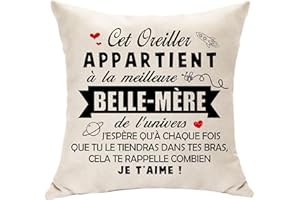 Hasodeo Housse de Coussin Décoration - Le Meilleure Mère de l'Univers Cadeau pour Belle-mère Anniversaire Fête des Mères Nouvelle Année Retraite